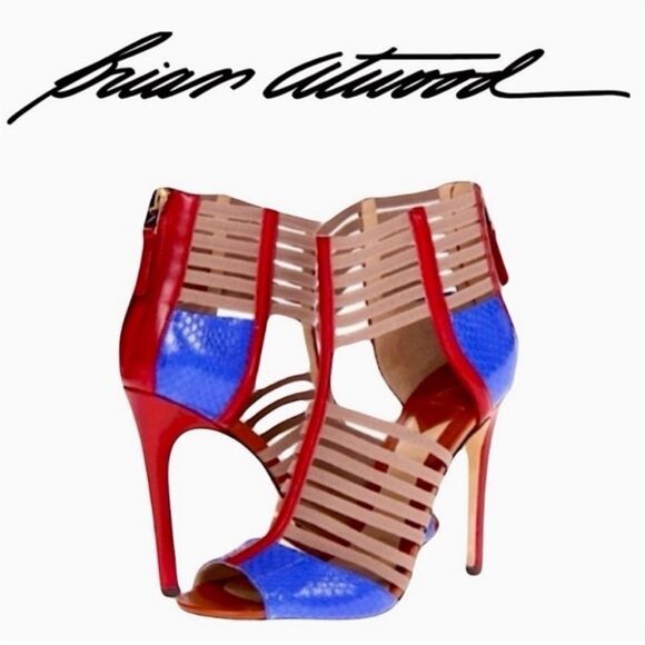 BRIAN ATWOOD Caged Gladiator Heels Langden shoes colorblock sandals open toe - Picture 1 of 11